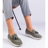 Gemre Green women's platform loafers with embellishment Selerina | Shoptok.si