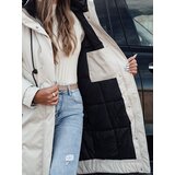 DStreet Kurtka damska przejściowa ELEGANTI długa z kapturem biało-szara | Shoptok.si