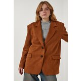  Women's Tan Premium Suede Blazer Jacket | shoptok.hr
