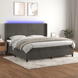 The Living Store Box spring postelja z vzmetnico LED temno siva 200x200 cm žamet - Box Spring Postelja, (21491534) Cene