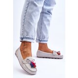 Boto Suede Loafers With Bow And Fringes Gray Dorine | Shoptok.si
