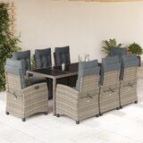  9-dijelni vrtni blagovaonski set sivi od poliratana Siva 190 cm table length | shoptok.hr