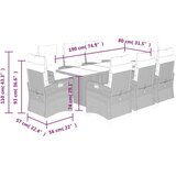 vidaXL vrtna jedilna garnitura 9-delna z blazinami sv. siv poli ratan | Shoptok.si