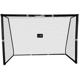  Metalni nogometni gol s mrežom i zaštitom na stupovima 300×200×120cm - crni | Shoptok.si