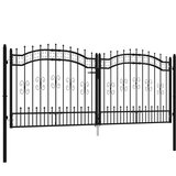  Vrata za ogradu KAMPEN s kopljem na vrhu crna 302 x 125 cm čelična | shoptok.hr