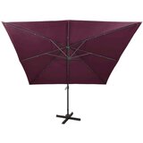  Konzolni suncobran sa stupom i LED svjetlima 300 cm bordo | shoptok.hr