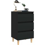 vidaXL noćni ormarić s nogama od masivnog drva crni 40 x 35 x 69 cm | shoptok.hr