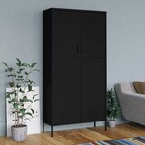 The Living Store Garderobna omara črna 90x50x180 cm jeklo - Garderobna Omara, (21434334) Cene