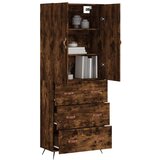 vidaXL Visoka komoda dimljeni hrast 69 5x34x180 cm konstruiranog drva - Dimljeni hrast 1 3 ladice | shoptok.hr