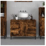  Omarica za umivalnik dimljen hrast 80x33x60 cm inženirski les | Shoptok.si