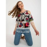 Fashion Hunters Black blouse with print and tie at neckline Cene