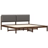  Krevetni okvir s tapiciranim uzglavljem - Tamnosmeđa i svjetlosiva 180 x 200 cm | shoptok.hr