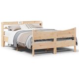 vidaXL Posteljni okvir z vzglavjem 120x190 cm trdna borovina Cene