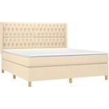  Krevet s oprugama i madracem krem 180x200 cm od tkanine | shoptok.hr