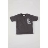 Defacto Baby Boy Crew Neck Slogan Printed Short Sleeve T-Shirt Cene