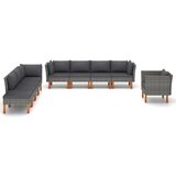 Maison Chic Seti vrtnega pohištva - Vrtna garnitura - Vrtni pohištvo set 9-delna poli ratan in evkaliptus siva, (21800679) | Shoptok.si