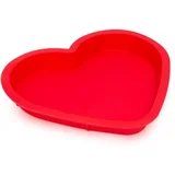 silikonski pekač v obliki srca 285 x 260 x 34 mm rdeč