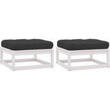 Maison Chic Vrtni stolček - Vrtni stoli za noge z blazino 2 kosa bela trdna borovina JS961, (21878546) | Shoptok.si