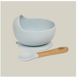 Interbaby Silikonska zdjelica + žlica Blue Grey | shoptok.hr