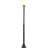 QAZQA Klasična zunanja stoječa svetilka črna z opalnim steklom 210cm IP44 - Champs | Shoptok.si