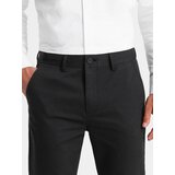 Ombre Men's classic chino pants with fine texture - black | ePonuda.com