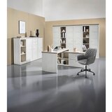 Hom`in kotna pisalna miza leseni material siva, bela | Shoptok.si