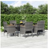  7-dijelni vrtni blagovaonski set s jastucima sivo-crni | shoptok.hr