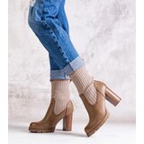 Gemre Dark beige eco leather block heel ankle boots Asera | shoptok.hr