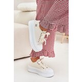 Boto Women's Platform Sneakers With Decorative Lacing Beige Tivora | Shoptok.si