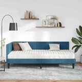 vidaXL Kotna postelja z vzmetnico z vzglavjem Modra 90 x 190 cm Žamet | Shoptok.si