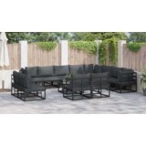 vidaXL Sjedeća garnitura za vrt 12 pcs Crna 353 x 283 x 71 cm Aluminij | shoptok.hr