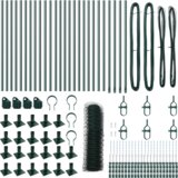 vidaXL Heksagonalna ograja Zelena 1x50 m Jeklo, Ograjne stebri z osnovnimi ploščami 13 kos Ø32mm 110cm Galvanizirano jeklo | Shoptok.si