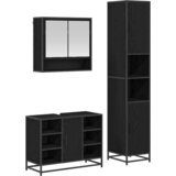  Set namještaja za kupaonicu 3 kom. Crni hrast Konstruirano drvo Smeđa 35 x 37,5 x 188,5 cm | Shoptok.si