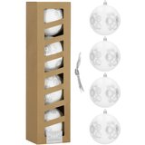 Set Božićnih kuglica bijele i srebrne boje, 10 cm - 4 komada | shoptok.hr
