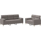  2-dijelni set sofa s jastucima smeđesivi od tkanine | shoptok.hr
