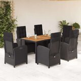 vidaXL 7-dijelni vrtni blagovaonski set s jastucima crni od poliratana | shoptok.hr