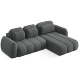 Makamii Tamno siva sklopiva/s prostorom za odlaganje kutna garnitura od bouclé tkanine (s desnim kutom/s ležaljkom) Pele – | shoptok.hr