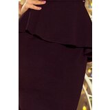 Numoco 192-3 Elegant midi dress with frill - black | shoptok.hr