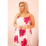 Kesi Włoski Women's dress with straps, ruffle, and floral print pink | Shoptok.si