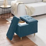 Otoman za pohranu s jastukom Plava 60 x 60 x 45 cm Baršun - Plava 60 cm Baršun | shoptok.hr