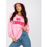 Fashion Hunters Pink sweatshirt without a hood with RUE PARIS patches Cene