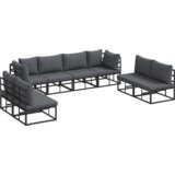 vidaXL Vrtna sedežna garnitura 8 pcs Črna 283 x 71.5 x 71 cm Aluminij | Shoptok.si