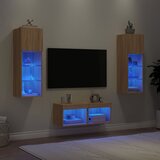  4-dijelni zidni TV ormarići s LED svjetlima boja hrasta sonome | shoptok.hr