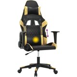  Masažna igraća stolica crno-zlatna od umjetne kože - Crna i zlatna 1 Bez naslona za noge | shoptok.hr