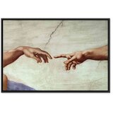  Slika - Michelangelo – The Creation of Adam (hands) 90x60 U crnom drvenom okviru | shoptok.hr