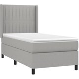  Krevet box spring s madracem LED svjetlosivi 90x200 cm tkanina | shoptok.hr
