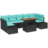 vidaXL Vrtni set za objed 8 kom. 7-Broj sjedala Crna i Plavozelena - Crna | shoptok.hr