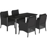  5-dijelni vrtni blagovaonski set s jastucima od poliratana crni Crna Dužina stola 160 cm | shoptok.hr