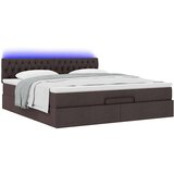 vidaXL Otomanski krevet s madracem i LED tamnosmeđi 160x200cm tkanine | shoptok.hr