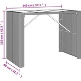 vidaXL barski stol sa staklenom pločom sivi 145x80x110 cm poliratan | shoptok.hr
